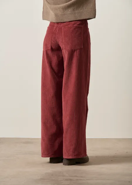 Pantalon large velours en coton bio | rouille "Mahogany corduroy hedda pants brown", Thinking Mu, photo 3