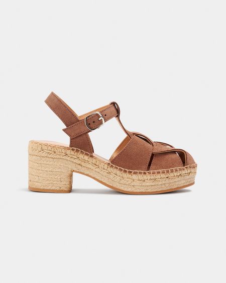 Espadrilles à talons en cuir certifié | marron "olile tostado - brown" - Naguisa