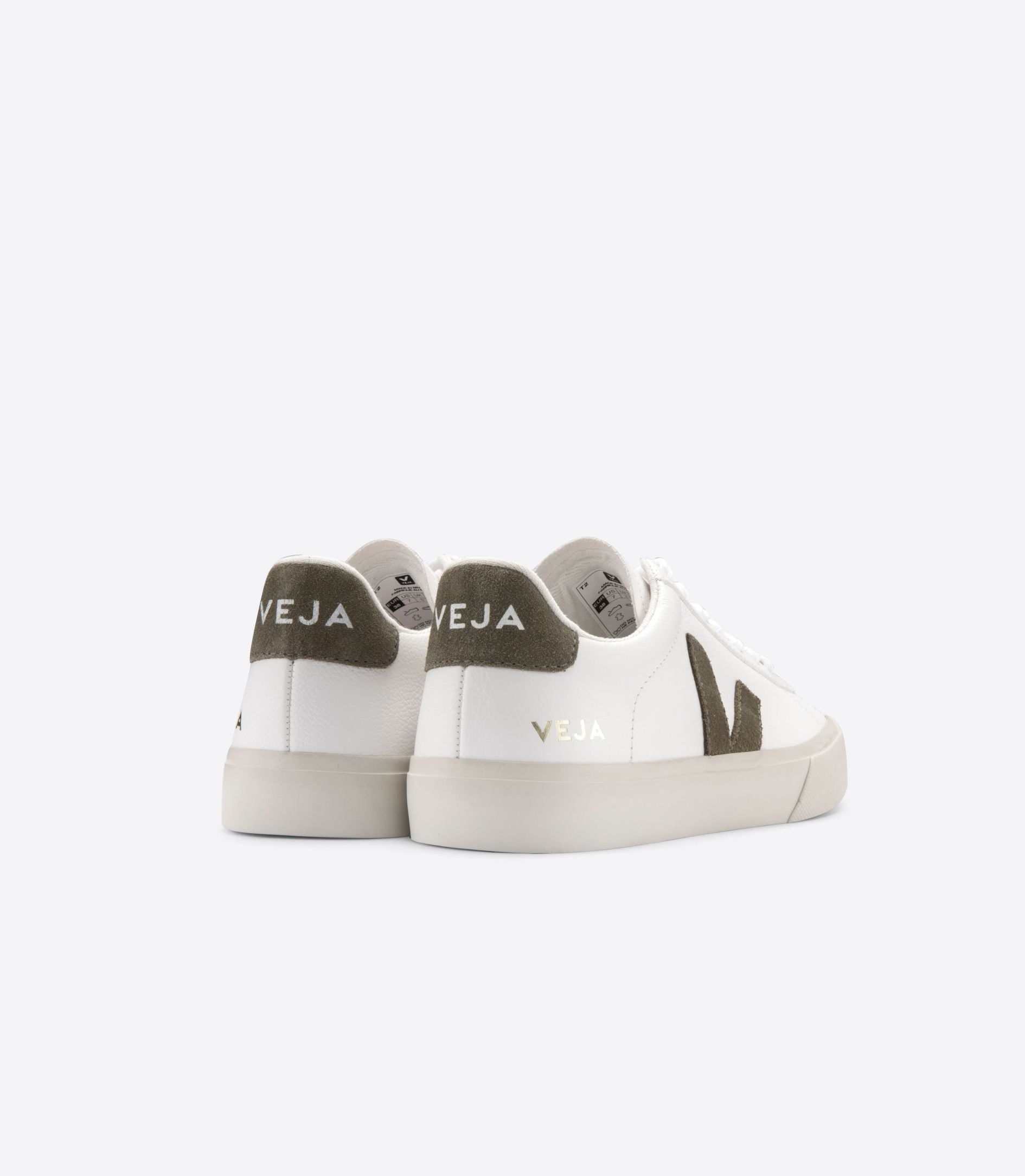 Baskets en cuir certifié | blanc et kaki "campo chromefree leather extra white kaki", Veja, photo 3