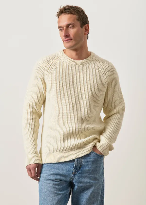 Pull raglan côtes anglaises en laine mérinos | écru, WeDressFair