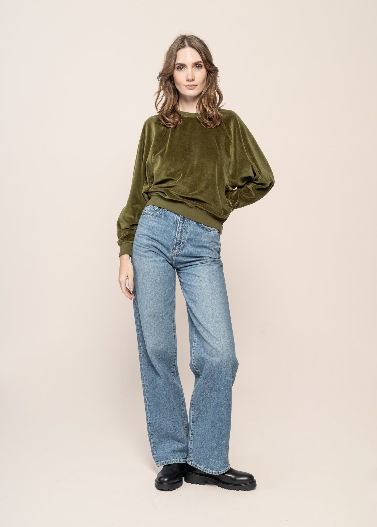 Sweat velours en coton bio | vert "raglan cotton sweatshirt", Brava Fabrics, photo 4