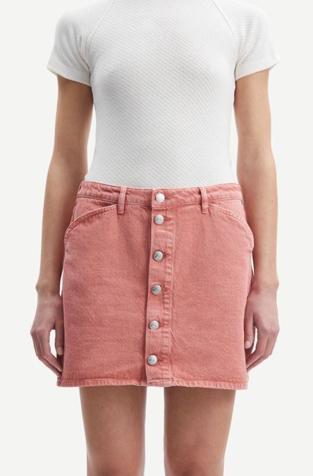 Jupe en jean rose en coton bio - norma skirt root - Samsoe Samsoe