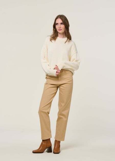 Pantalon droit en coton bio | beige "ibia"
