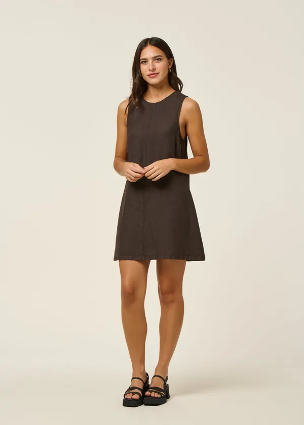 Robe courte en lin | marron "salvia - mud", Jan'n June