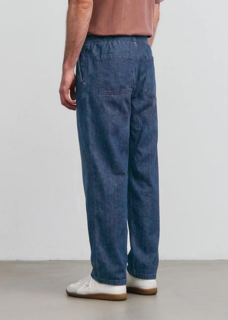 Pantalon ample léger effet denim en coton bio | bleu denim "Wide pant recycled cotton - washed denim" - Rotholz