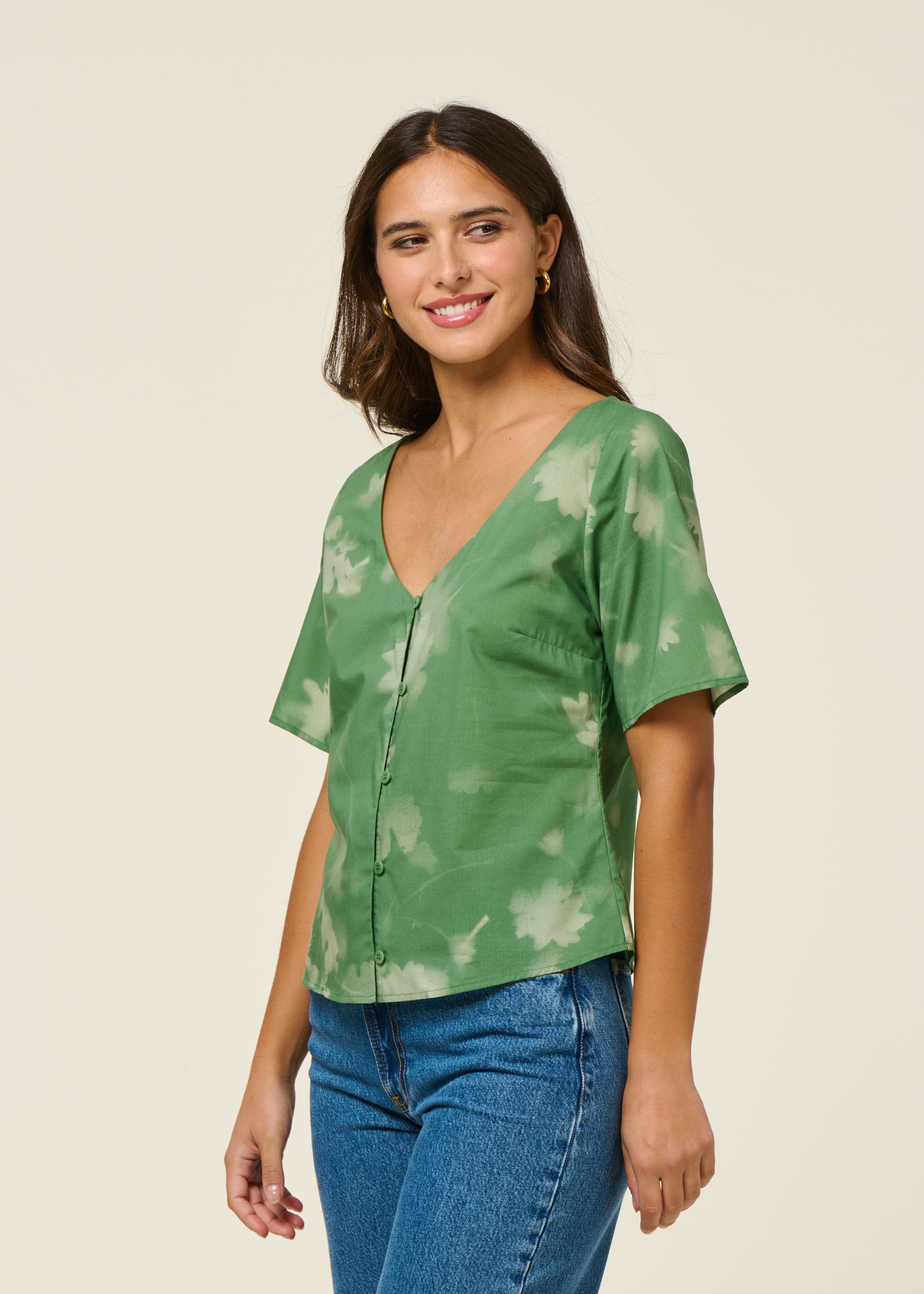 Blouse en coton bio et lyocell | vert "tipia leia - green", Thinking Mu, photo 3