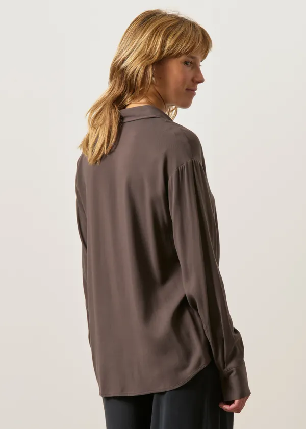 Blouse en viscose ecovero | marron "larisaana longsleeve blouse - claystone", Armedangels
