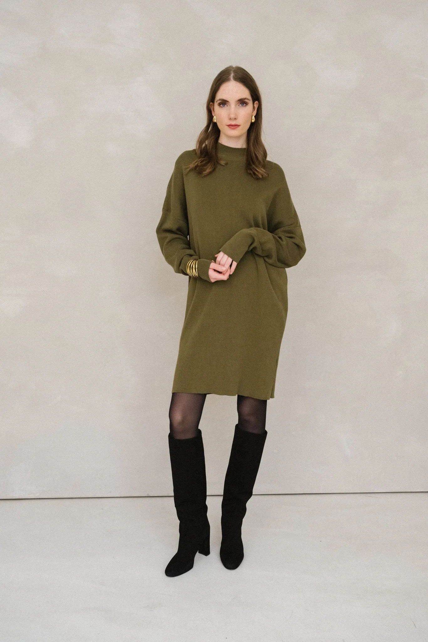 Robe pull en coton bio | olive "nuna - woody olive", Jan'n June, photo 1