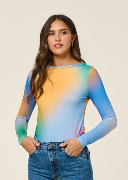 T-shirt manches longue en matière recyclée | multicolore "solstice" - Graine