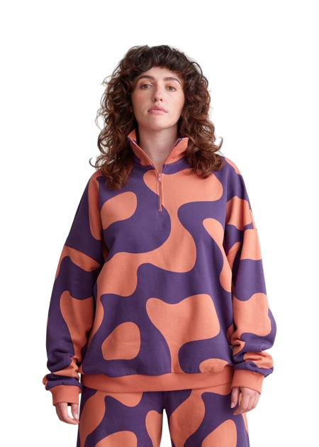 Sweat col zippé en coton bio | multicolore "swirl sweatpants""