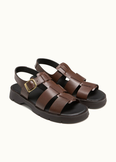 Sandales made in france en cuir tannage végétal certifié | marron "ballast vgt marron" - Kleman