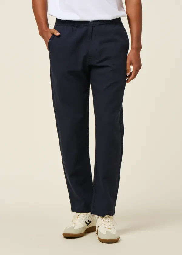 Pantalon droit léger coton bio | bleu "navy light travel pants - blue", Thinking Mu