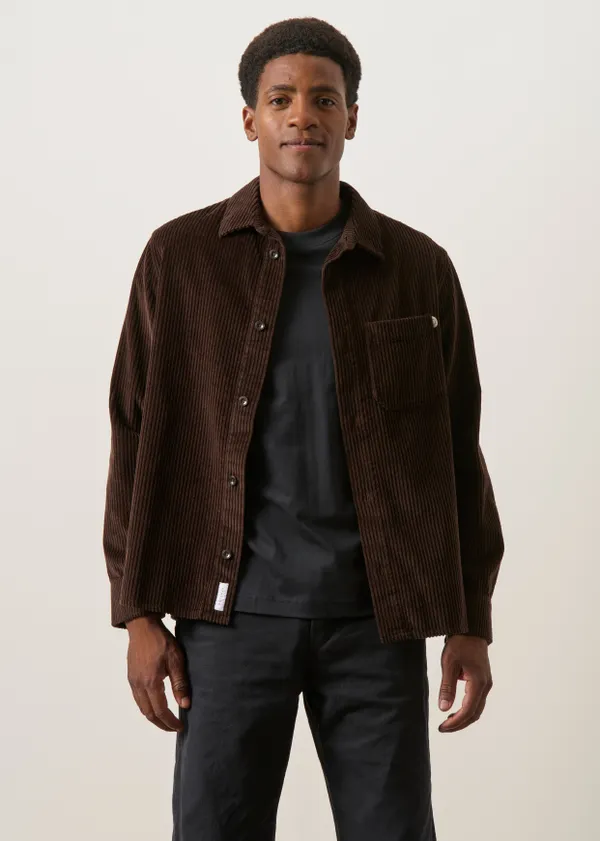 Surchemise velours côtelé en coton bio | marron "Cord casual shirt - chocolate brown", Rotholz