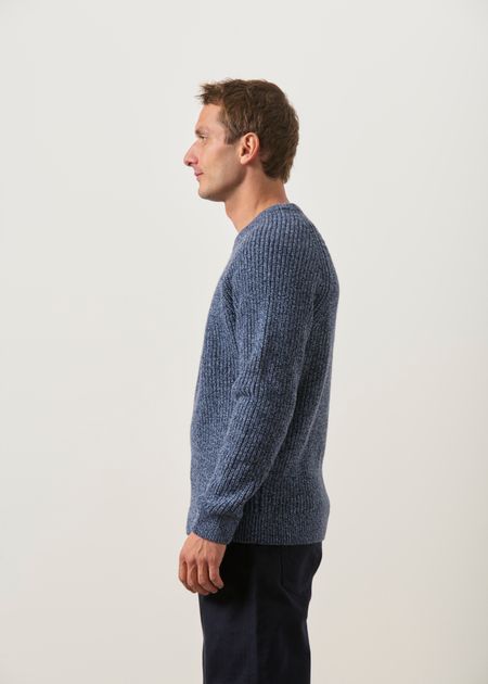 Pull raglan côtes anglaises en laine mérinos | bleu chiné, WeDressFair, photo 3