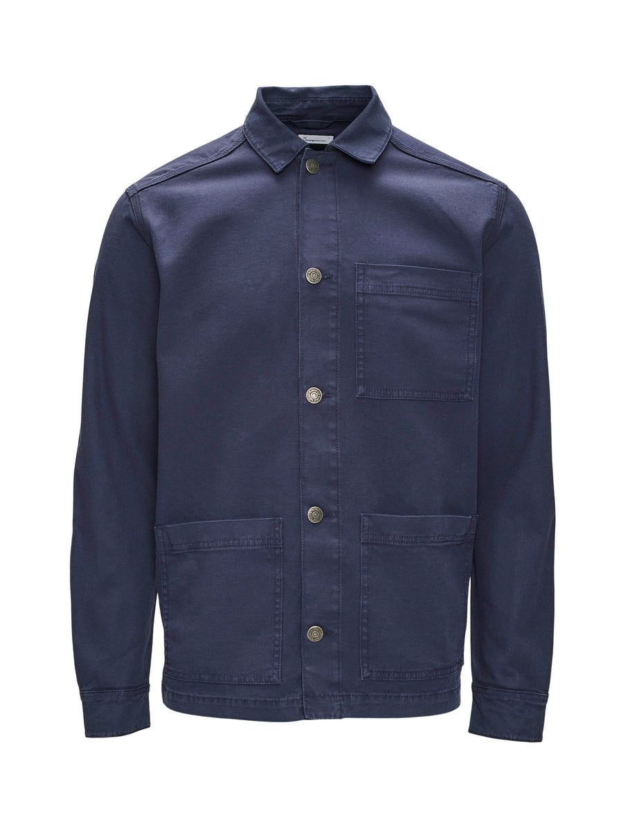 Blaue Workerjacke aus Bio-Baumwoll-Twill - pine twill total eclipse, Knowledge Cotton Apparel, Foto 1