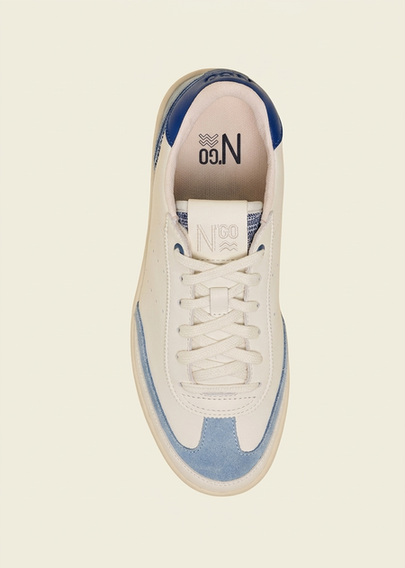 Baskets en cuir certifié | blanc bleu "Ha long daybreak blue" - N'go shoes