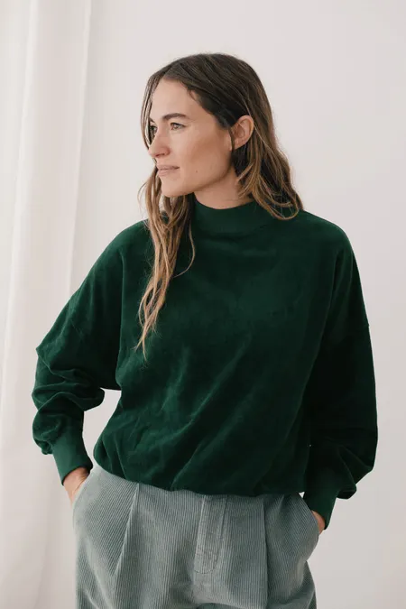 Sweat velours en coton bio | vert foncé "Binz - dark-green", Twothirds