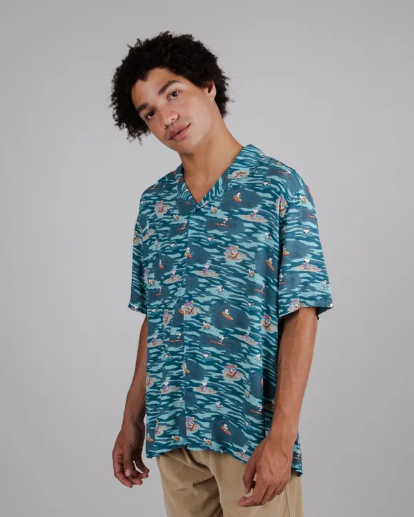Chemisette en ecovero | multicolore "peanuts coast aloha shirt ocean blue", Brava Fabrics