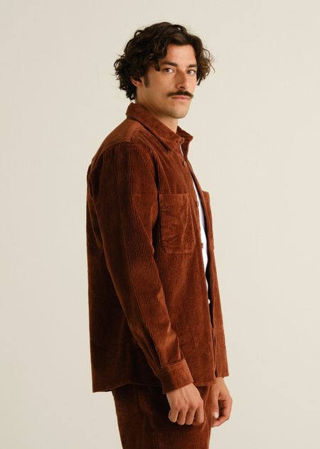 Chemise velours côtelé en coton bio | marron "Shirt kil corduroy cappuccino brown", Dedicated