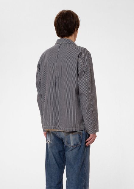 Jeansjacke aus Bio-Baumwolle | Blau-weiß gestreift "howie hickory chore jacket", Nudie Jeans, Foto 2