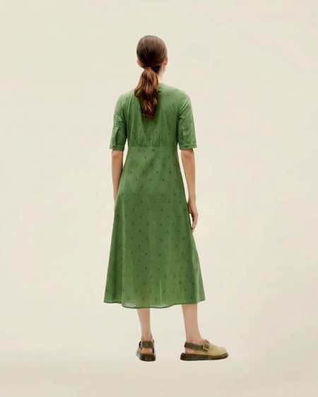Robe à motifs en coton bio | vert "cactus shiffli camelia dress", Thinking Mu, photo 4
