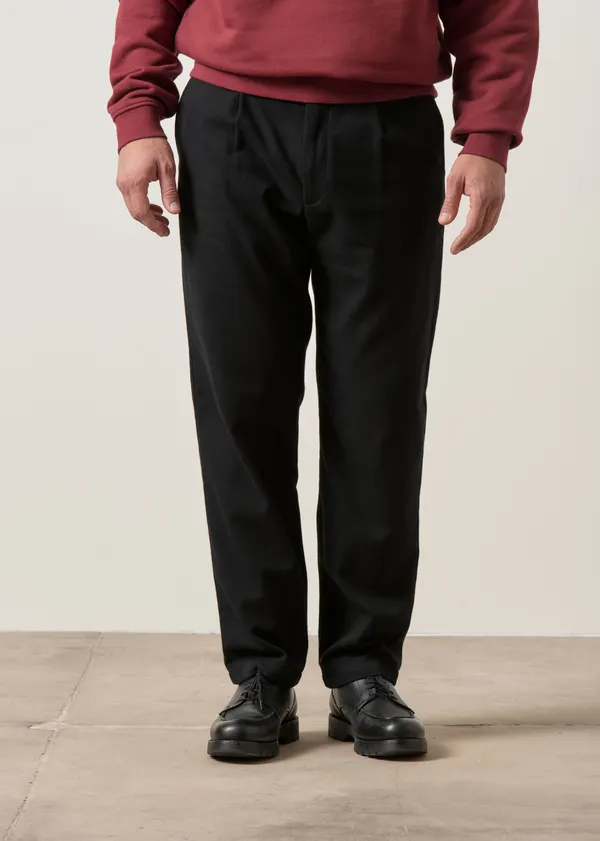Pantalon flanelle en coton bio | noir "Flannel everyday pant - true black", Rotholz