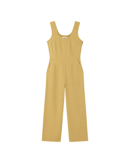 Combinaison en coton bio | jaune "ambar crinkled rafflesia jumpsuit"