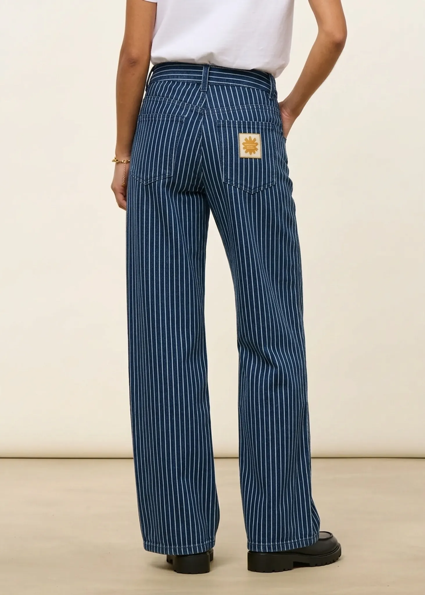 Pantalon large en coton bio | rayé "railway stripes kettan pants", Thinking Mu, photo 2