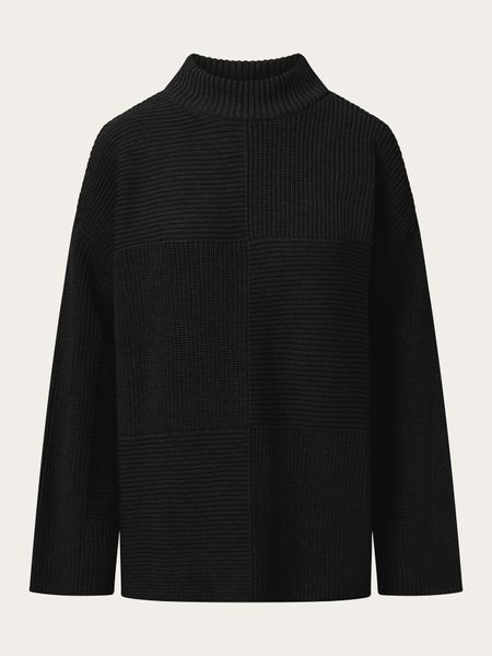 Pull en maille de coton bio | noir "cotton loose fit crew neck knit ...
