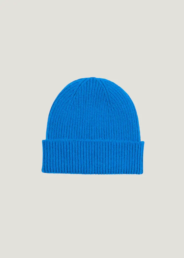Bonnet en laine mérinos recyclée | bleu "merino wool beanie - pacific blue", Colorful Standard