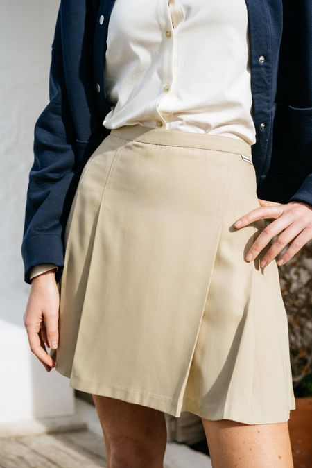 Mini-jupe plissée en tencel | beige "belindaa sand stone"