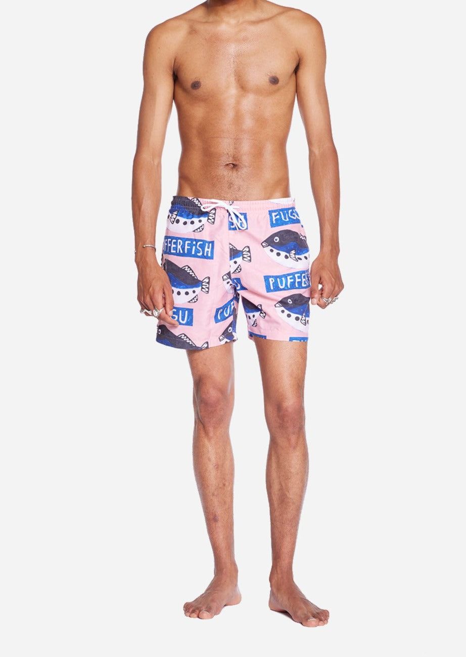 Short de bain en matières recyclées | rose "eugo pattern", Olow, photo 2