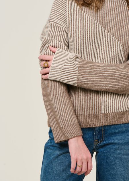 Pull en laine et coton bio | beige "mayraa vanise - camel melange-oatmilk" - Armedangels