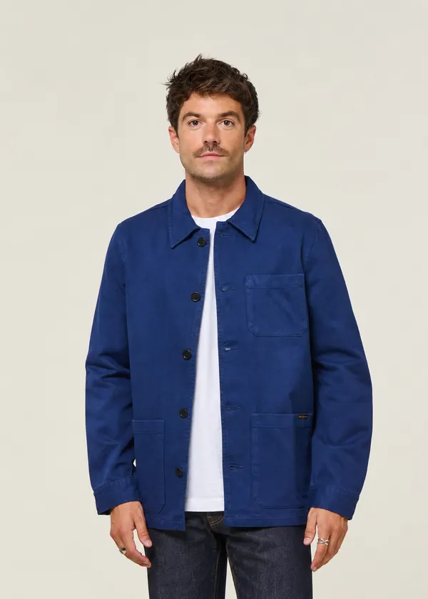 Veste worker en coton bio | bleu "barney worker jacket mid blue", Nudie Jeans