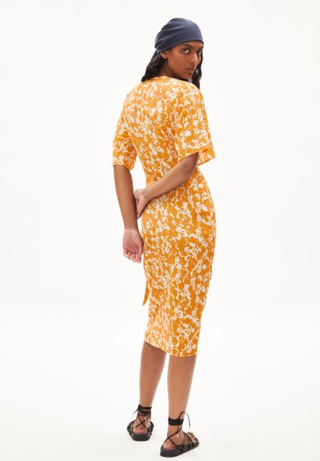 Orangefarbenes gemustertes Wickelkleid aus Tencel - nataale mangorange, Armedangels, Foto 3