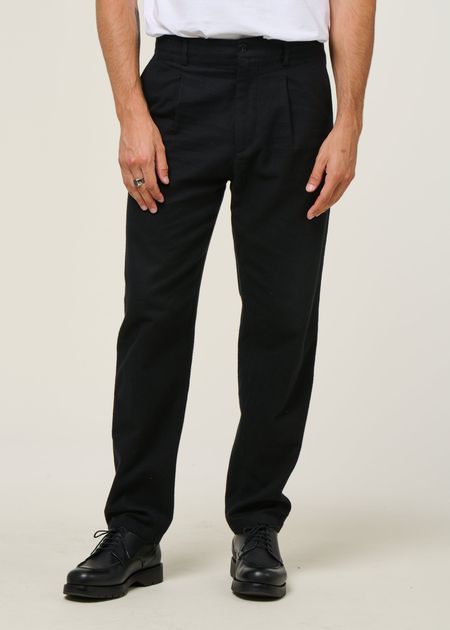 Pantalon droit flanelle en coton biologique | noir "flannel everyday pant - true black" - Rotholz