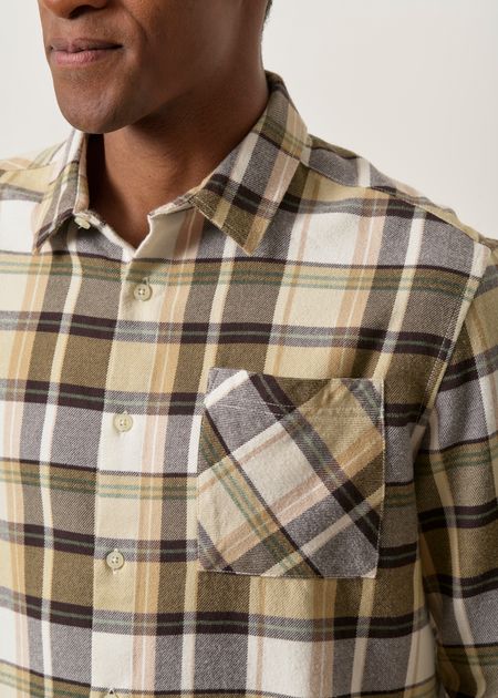 Chemise flanelle en coton bio | multicolor "Dune regular checked flannel shirt - brown check" - Knowledge Cotton Apparel