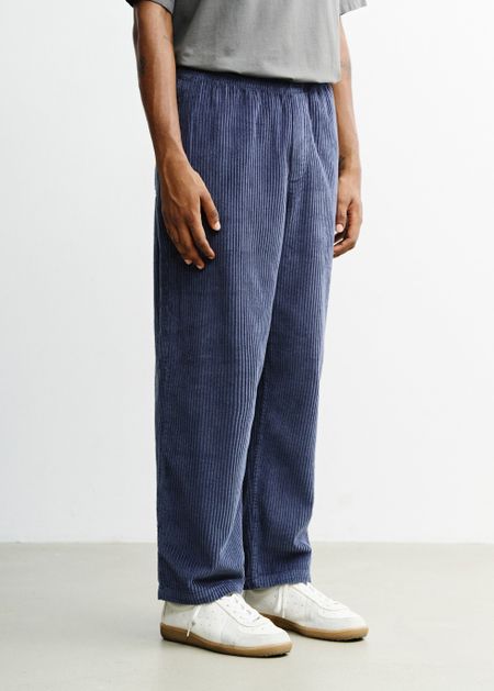 Pantalon ample velours en coton bio | bleu "Cord wide pant - ash blue", Rotholz, photo 3