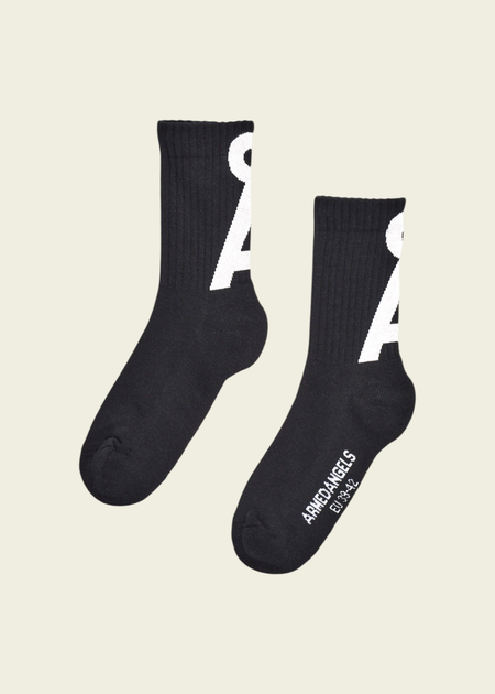 Chaussettes en coton biologique | noir et blanc "saamus short - black - white"