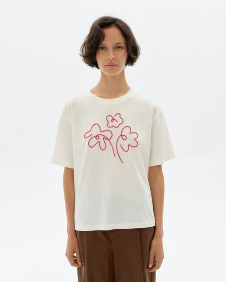 T-shirt en coton bio | blanc "flower rope white lucia tee - white" - Thinking Mu