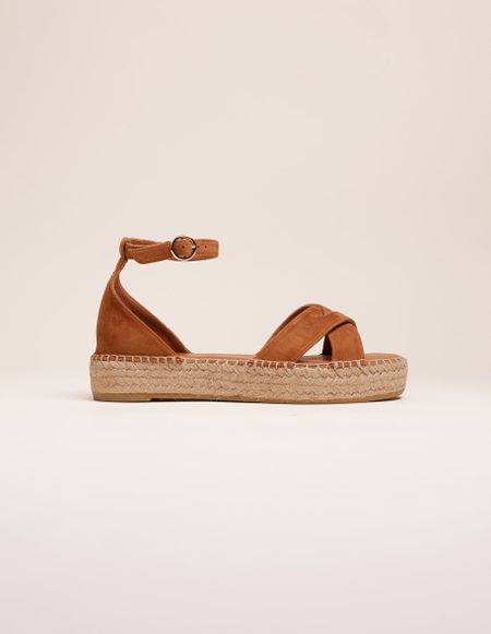 Sandales en cuir | marron "catherine suède cognac"