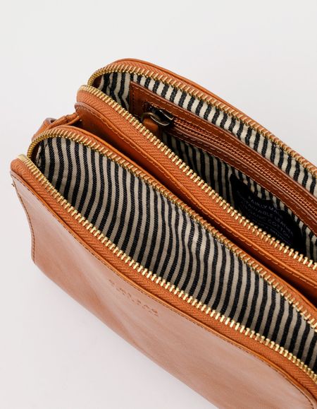 Sac à main bandoulière en cuir certifié | marron "emily leather strap cognac stromboli" - O My Bag