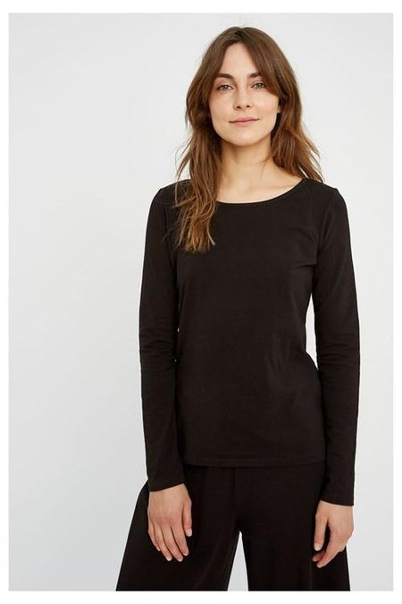 T-shirt à manches longues noir en coton bio - fallon
