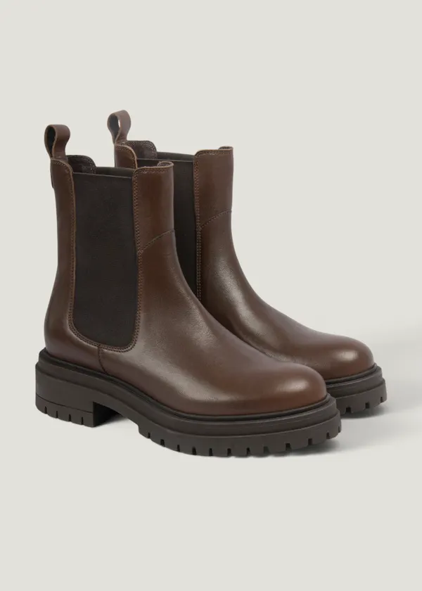 Bottines Chelsea crantées cuir certifié | marron, Jules & Jenn