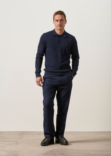 Pull polo en coton bio | marine "Knit longsleeve poloshirt - night sky", Armedangels, photo 3