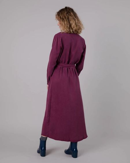 Langes Kleid aus ECOVERO | Pflaume "gina vneck long sleeve dress", Brava Fabrics, Foto 4