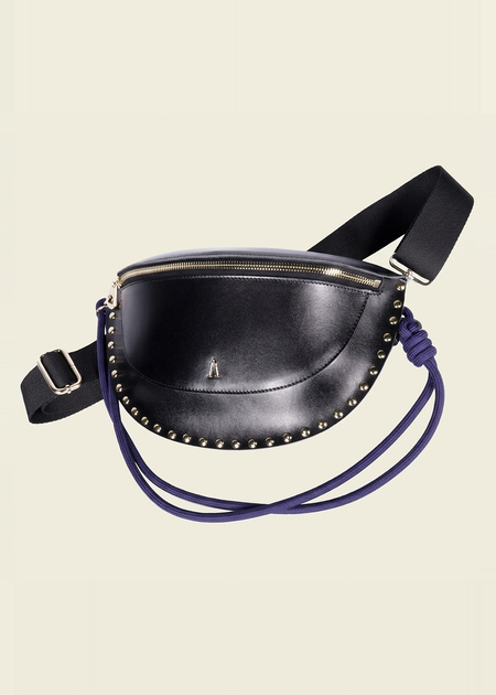 Banane cuir tannage végétal | noir "smile clou - noir h25" - Craie Studio