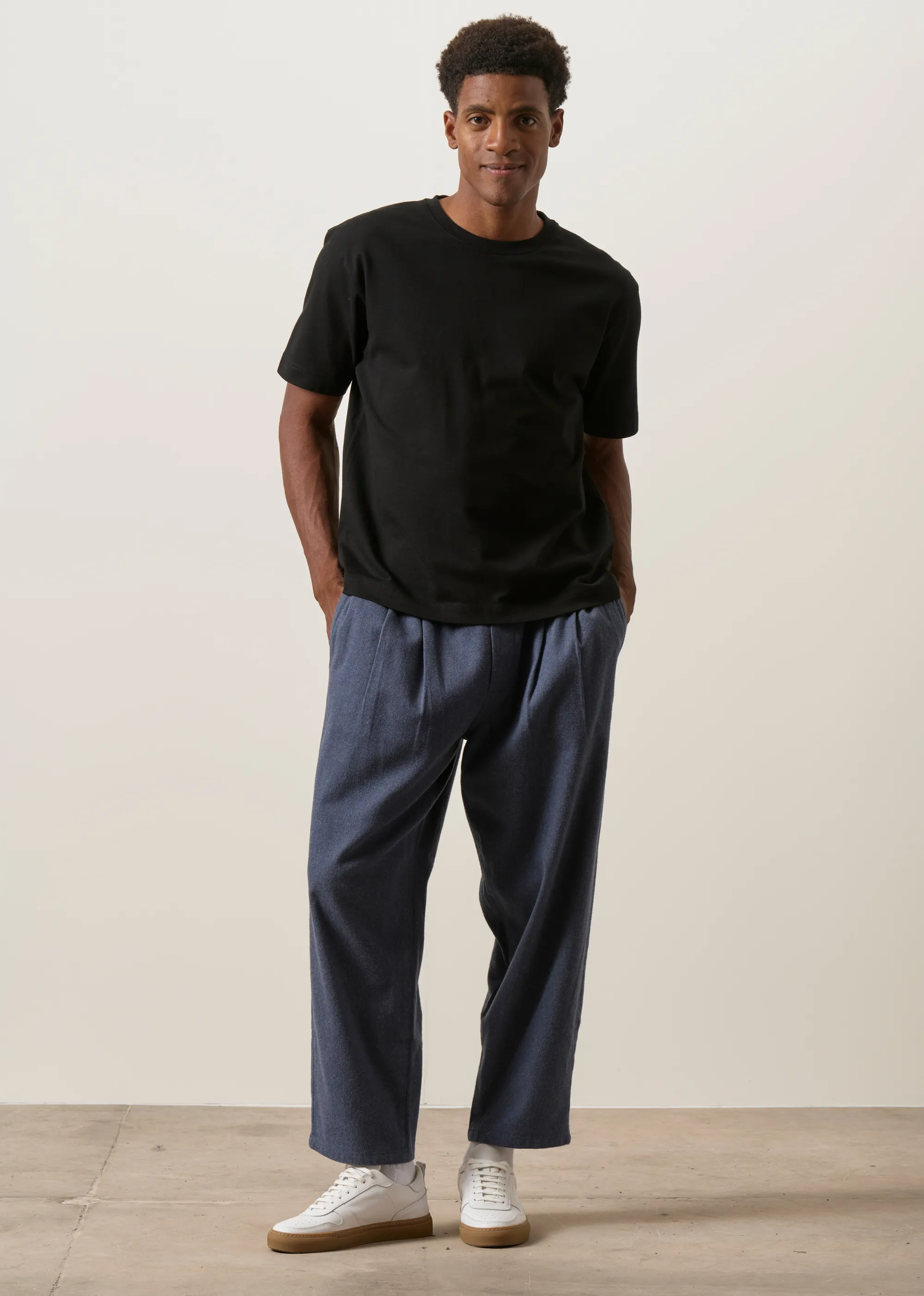 Pantalon ample flanelle en coton bio | bleu "ozone relaxed flannel pant - vintage indigo", Knowledge Cotton Apparel, photo 4