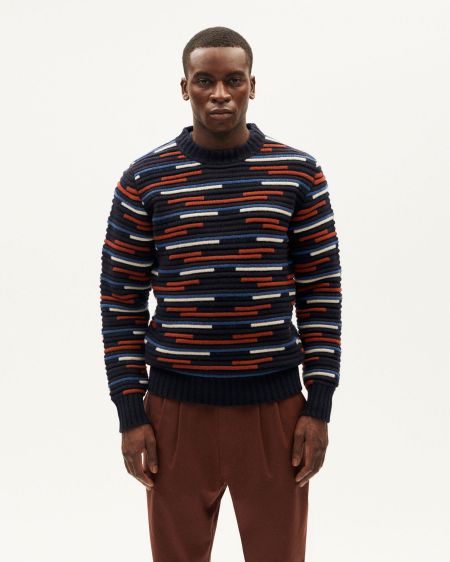 Pull en laine certifiée | multicolore "stripe multicolor guiu knitted sweater - multicolor" - Thinking Mu