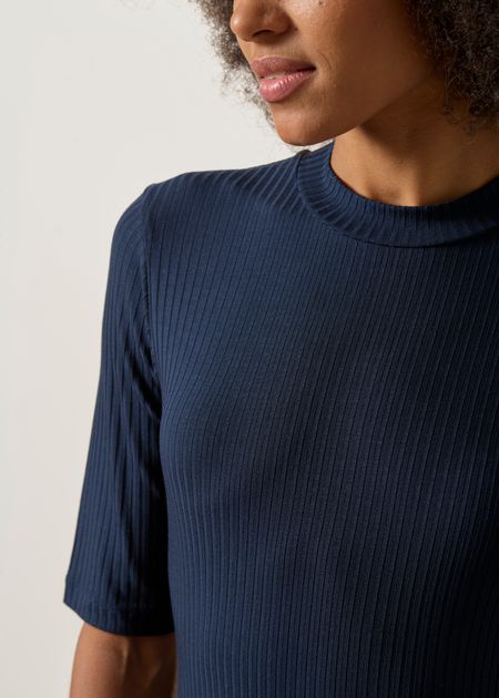 T-shirt côtelé en tencel | bleu "nina nightfall" - Jan'n June